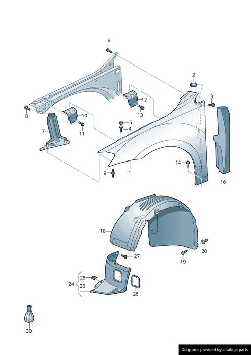 Підкрилок передній VW Golf 7, GTI, E-Golf, Alltrack