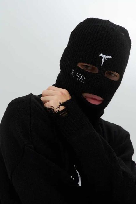 Балаклава шапка маска флисовая в рубчик мужская женская Venom