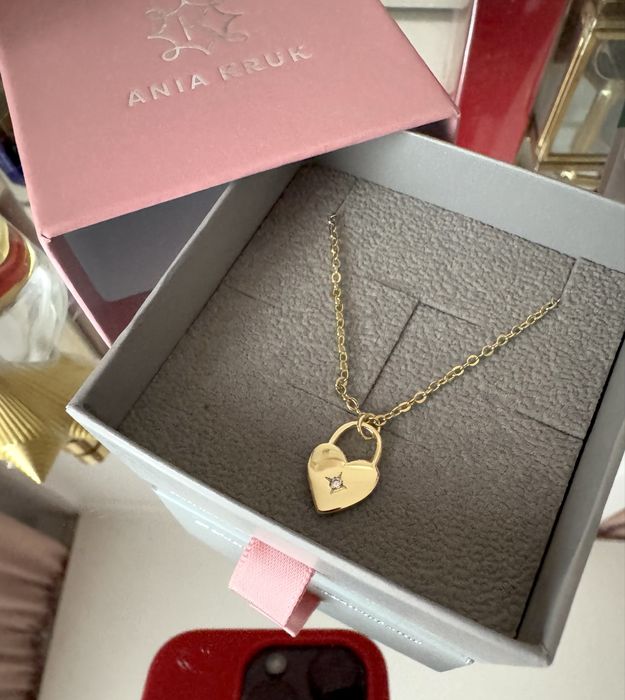 Naszyjnik Ania Kruk lancuszek zloty serduszko charms serce cyrkonia