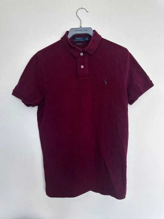 Polo Ralph Lauren Custom Slim Fit M bordowe polo koszulka