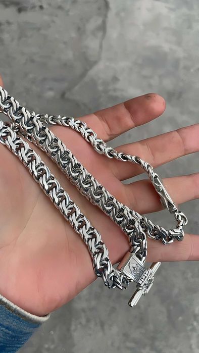 Срібний набір ланцюжок+хрестик, цепочка серебро+крестик набор мужской