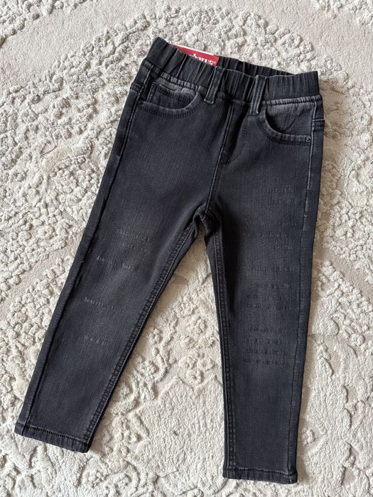 Теплі чорні джинси на резинці для хлопчика 140 фліс