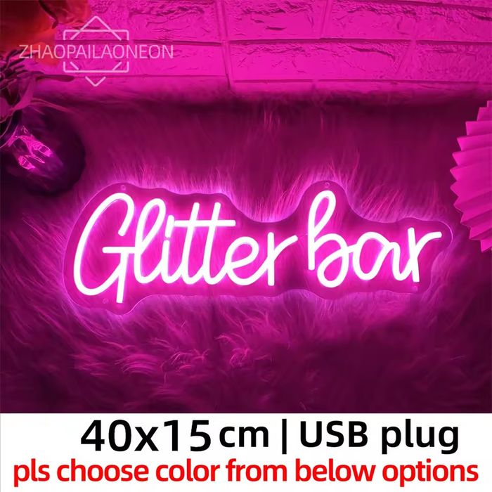 Glitter Bar Neon Led Sign Night Club Bar Party Room Decorazione