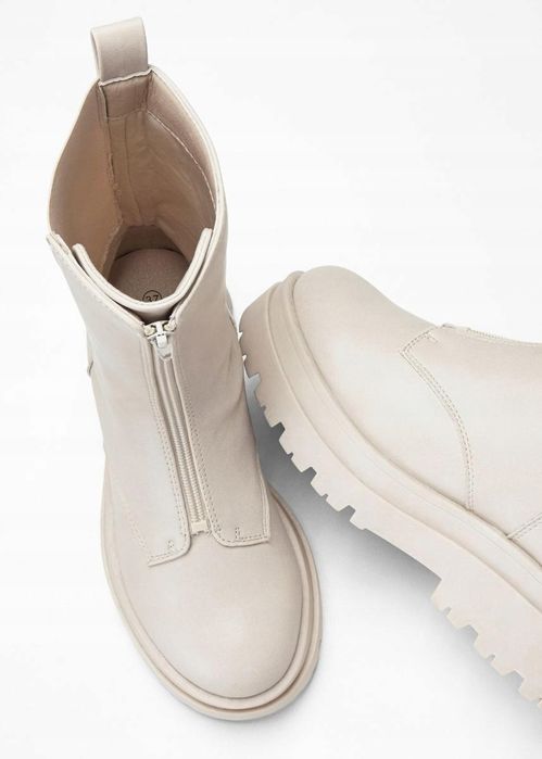 B.P.C beżowe botki damskie na grubej podeszwie r.42