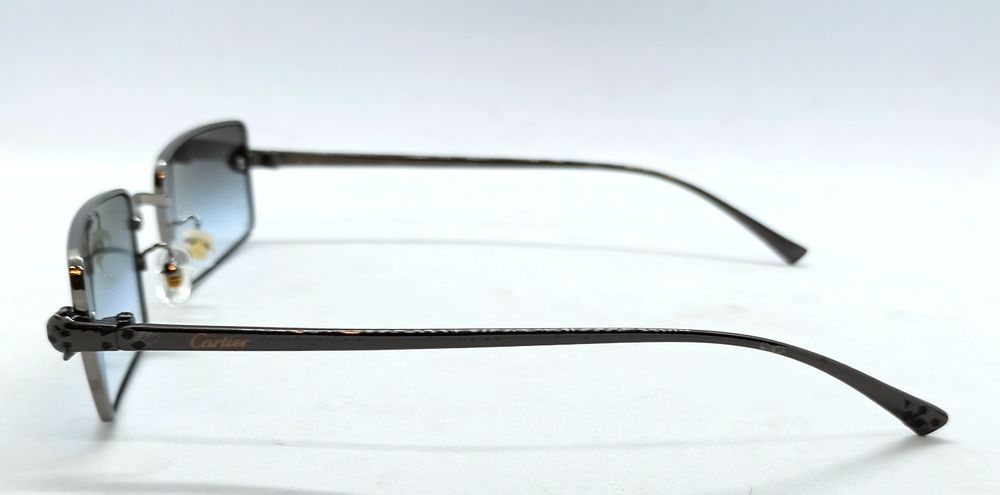 Cartier очки унисекс серо голубой градиент в темно сером металле узкие