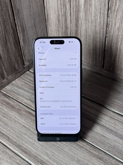 IPhone 15  pro Blue 256gb!!! 3 США!! NEVERLOCK Батарея 90%#3447