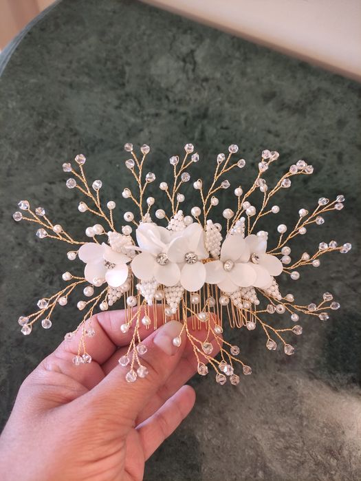 Gancho Toucado Travessa Noiva Flores