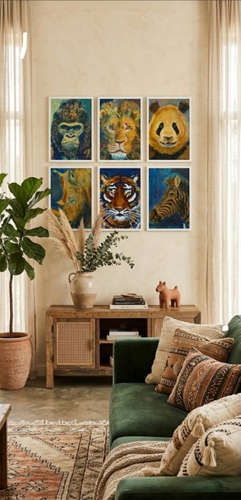 Quadros decorativos animais selvagens prints em alta resolução A4