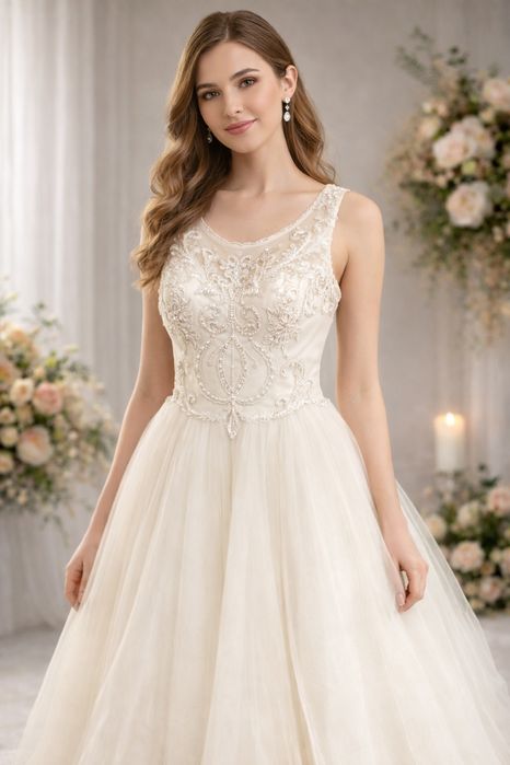 Suknia slubna szyta na miare. 168, 58kg," rozmiar s/m"