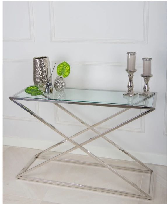 Konsola szklana ława stolik meble 120x40 szkło