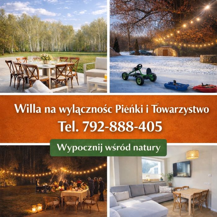 Majówka dla grupy noclegi kwatery pokoje cały obiekt niedaleko Suntago | taras, grill, ognisko, willa na wyłączność