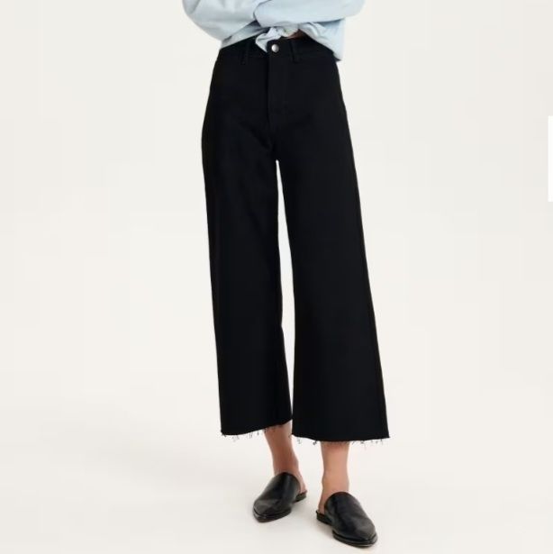 Джинси marina з високою талією кюлоти з бахромою