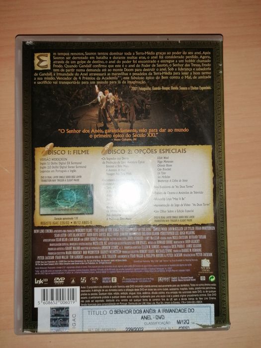DVD Edição Especial "LOTR e a Irmandade do Anel (Optimo Estado)