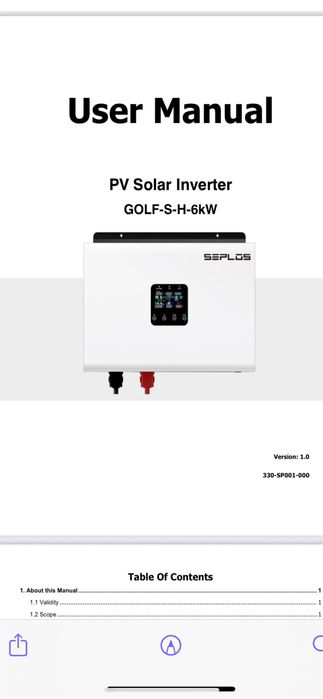 Гібридний інвертор SEPLOS  GOLF-S-H-6kW