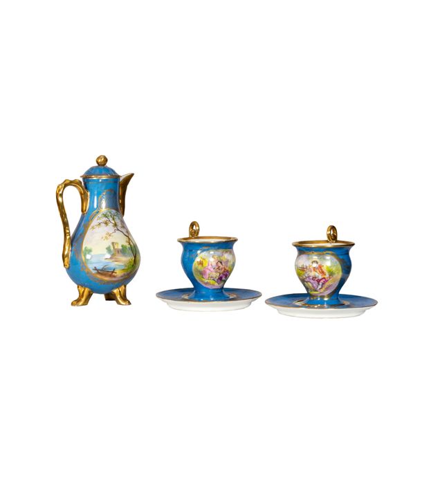 Serviço chá porcelana azul Manufatura Nacional Sevres | século XVIII