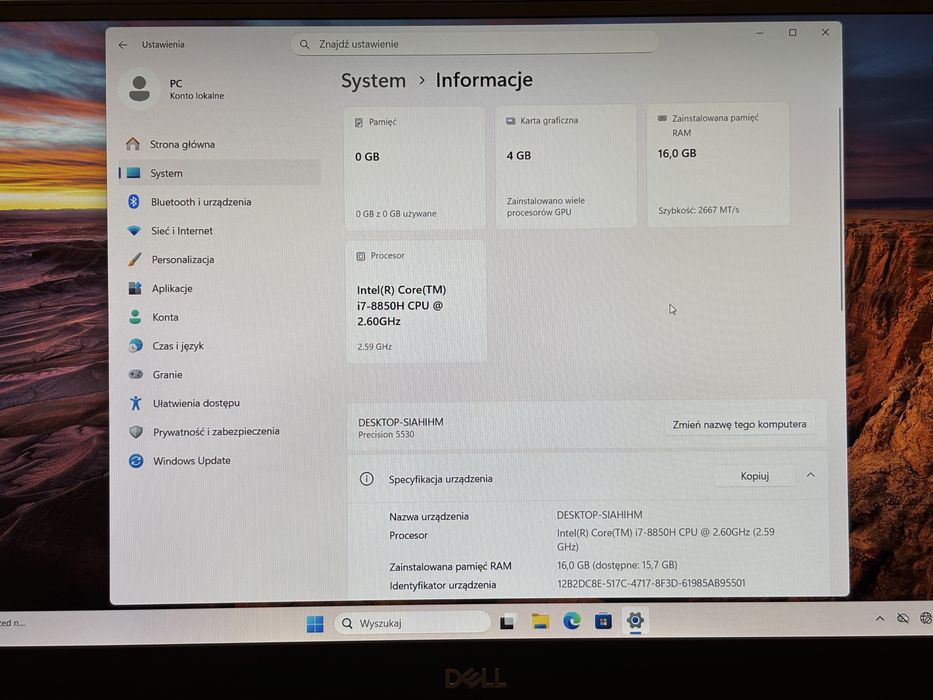 Dell Precision 5530 | i7‑8850H | 16 GB RAM | 1 TB SSD/ Windows11Pro