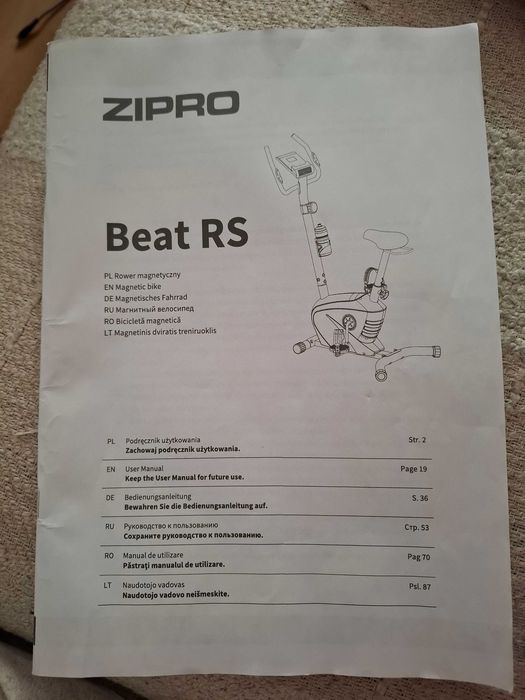 Rower treningowy stacjonarny ZIPRO BEAT RS - jak nowy + dodatkowe siodełko Memory Foam