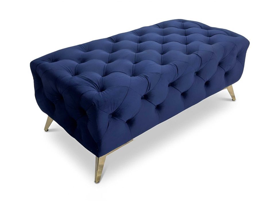 Elegancki granatowy Puf pikowany 120x60 podnóżek TEO French Velvet 671