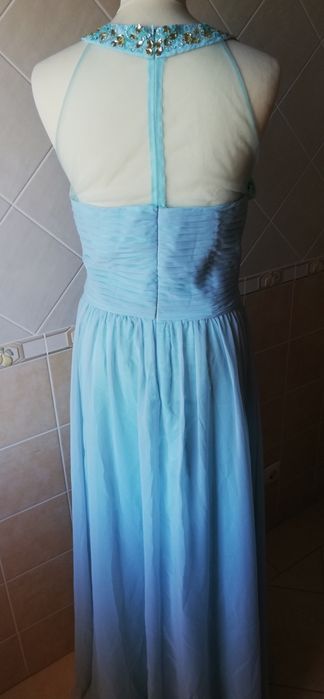 Vestido comprido cerimónia em azul bebé