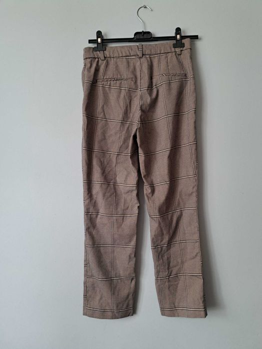 H&M spodnie z materiału kratka 36/s czarne brązowe