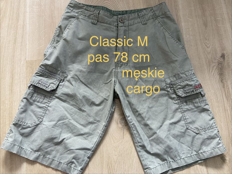 Classic M  męskie krótkie spodenki spodnie cargo szare khaki Vintage