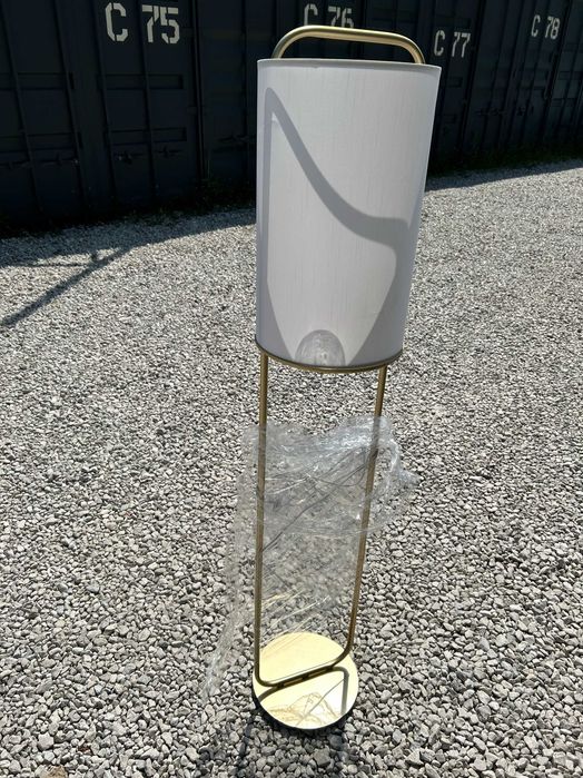 Lampa podłogowa Złota z białym abażurem 2 szt.