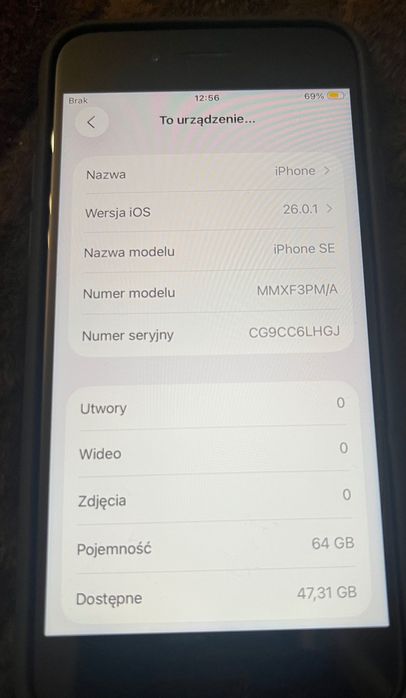 iPhone SE czarny mat 64GB 94% bateria, stan bardzo dobry
