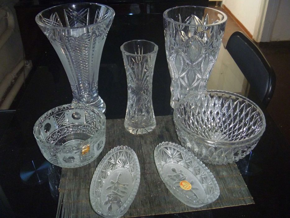 Вазы-Конфетницы-Ладьи ХРУСТАЛЬНЫЕ  (новые и б/у).