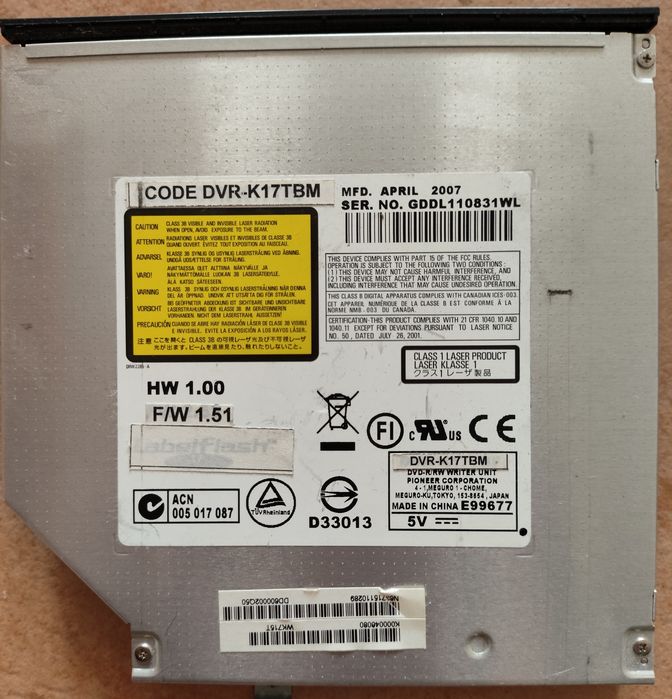 Leitor e Gravador DVD para computador portátil