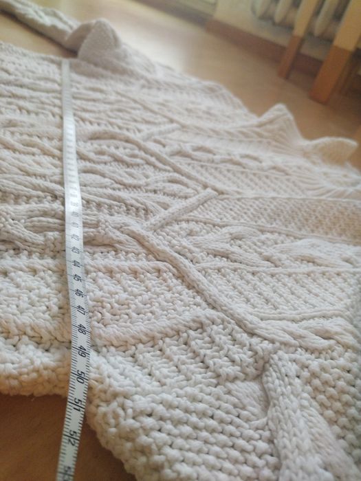 Sweter golf biały pleciony górski zimowy damski L