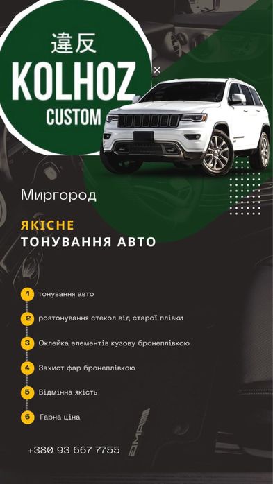 Тонування авто Миргород