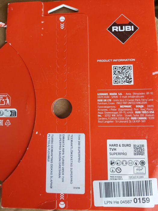 Disco de diamante Rubi TVH- Superpro