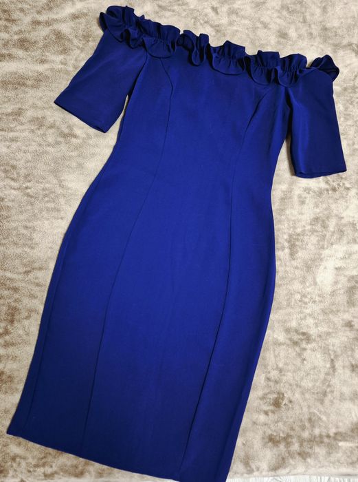 Синя сукня з воланом, 44р (М)
