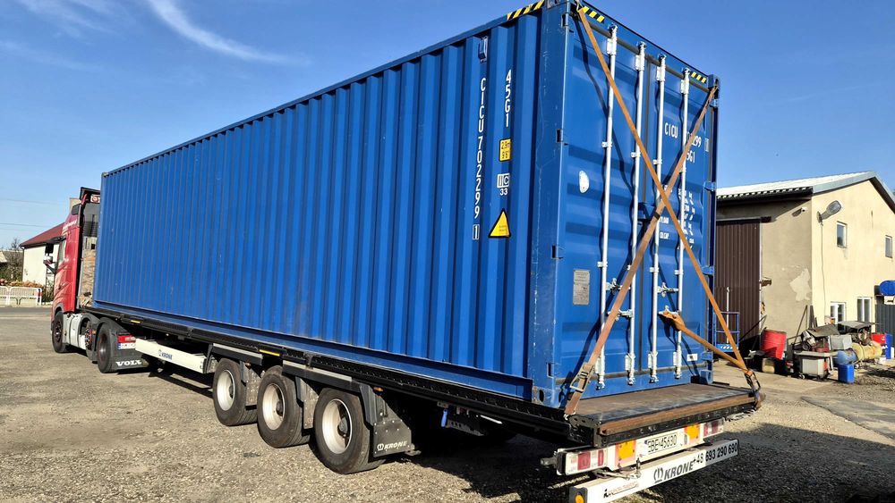 Kontener morski 40 HC DC magazyn transport niskopodwoziowy