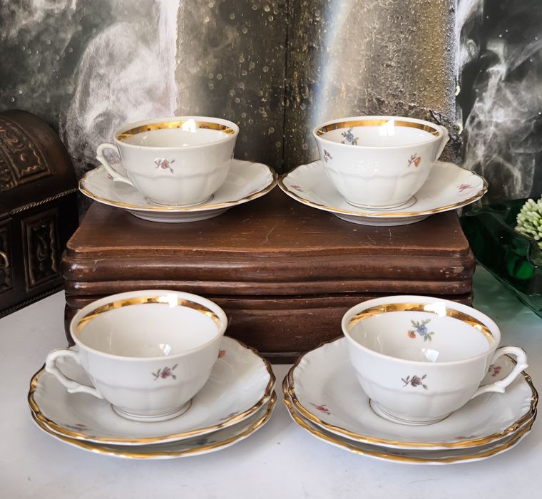 Serwis do kawy mokka Wałbrzych piękna stara porcelana