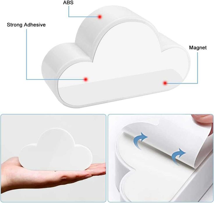 Klucz ścienny Magnetyczny Hak, [Zestaw 2] białe chmurki