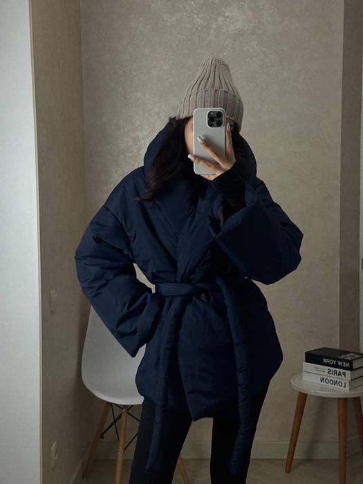 Тепла жіноча зимова куртка, Подовжений обʼємний пуховик, Купити куртку