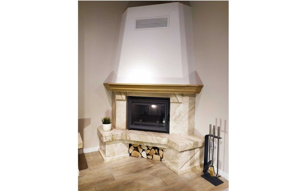 Kominek klasyczny marmurowy z wkładem EKO 13kw i montażem Kraków