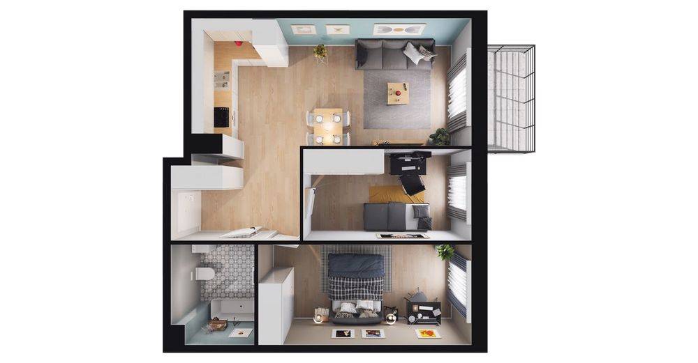 3-pokojowe mieszkanie 55m2 + balkon