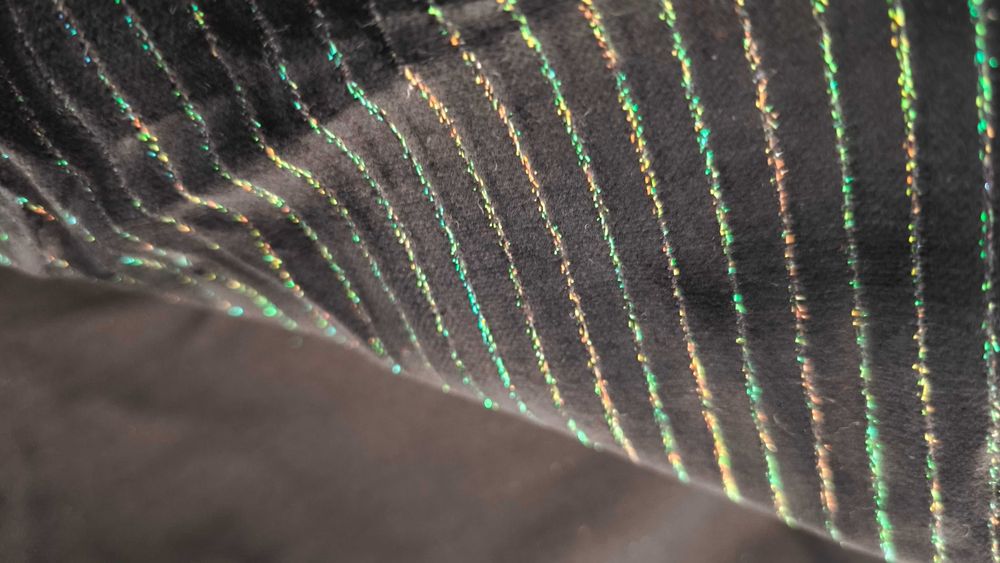 Велюр Оксамит Чорний Смужка Люрекс Відріз 6м 6 м Тканина Бавовна