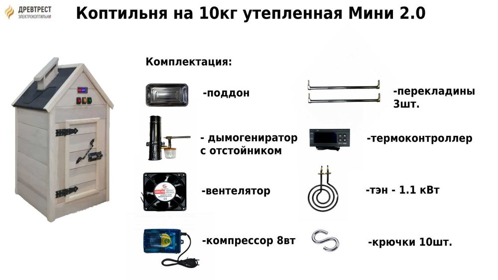 Коптильня на 10 кг утепленная Мини 2.0