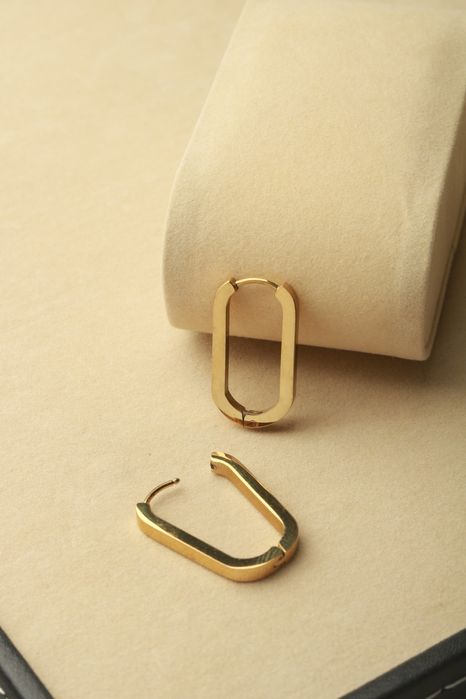 Kolczyki stal nierdzewna nowe zlote owalne