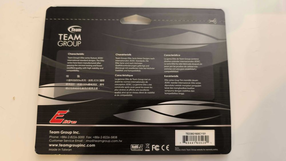 Memória RAM Team Group 8GB DDR3 1600 (nova, ainda selada)