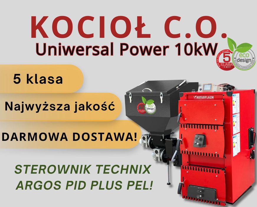 Kocioł, Piec - pellet, drewno, ekogroszek. UNIWERSAL POWER 10 kW