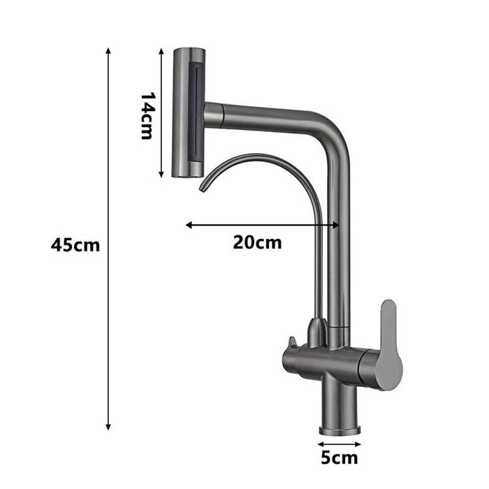 Nowoczesna duża bateria kuchenna z dodatkowym kranikiem wodospad