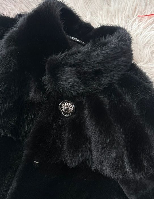 Eleganckie Futro Mykonos Czarne Piękne M