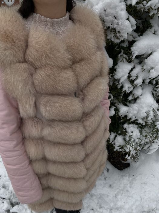 Шуба трансформер зі знімними рукавами, песець
