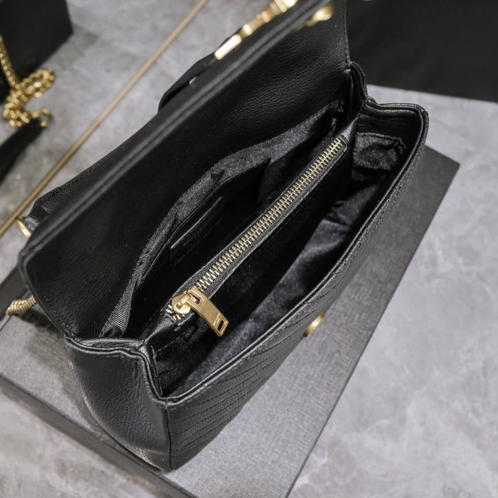 Сумка Yves Saint Laurent College , чорна шкіряна сумка YSL, жіноча сумка кожаная