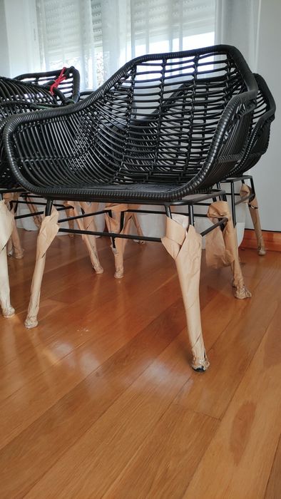 Cadeiras de vime preto artificial