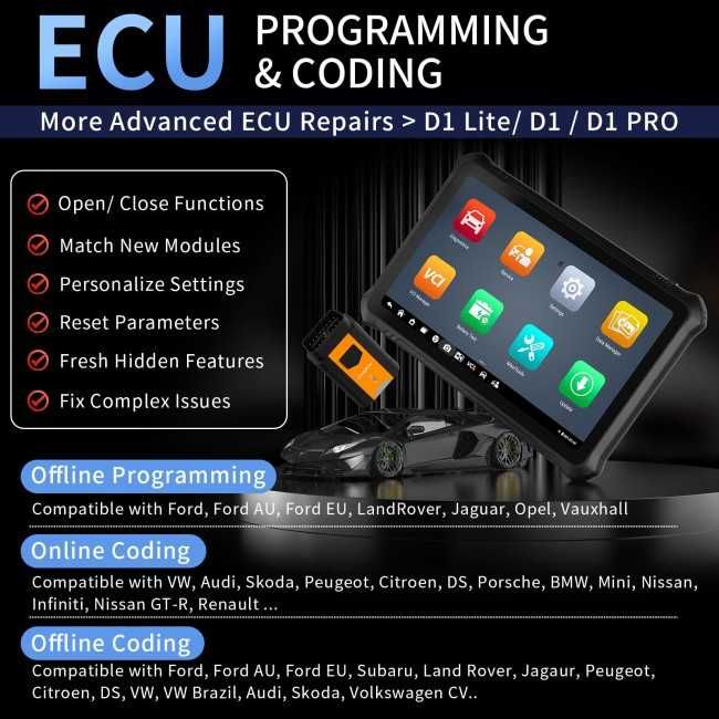 Autel OTOFIX D1 MAX 2 Máq Diagnóstico OBD Codificação 40 Funções NOVO
